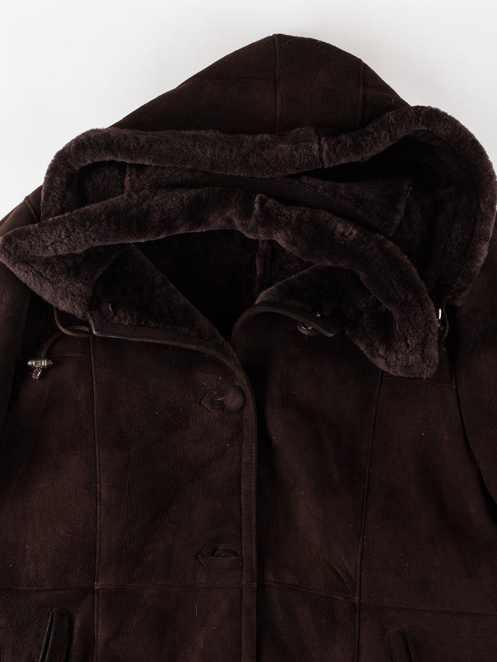 Vintage 80's Women Sheepskin Coat in BrownMN534