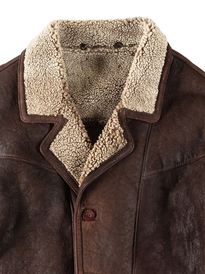 Vintage 80's Men Sheepskin Coat in BrownVN128