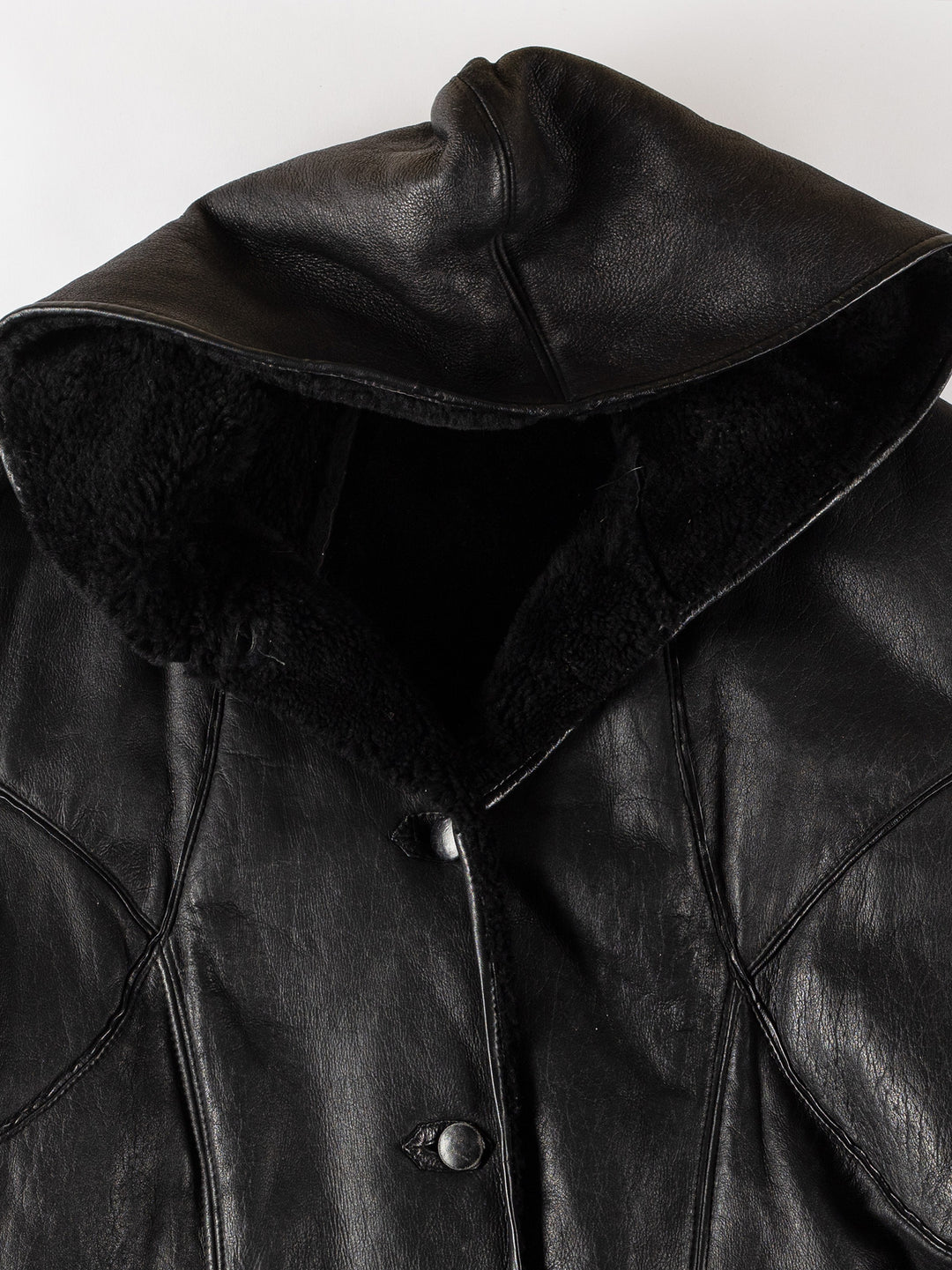 Vintage 80's Women Sheepskin Coat in BlackMN525