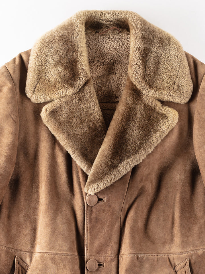 Vintage 70's Men Sheepskin Coat in BrownVN153