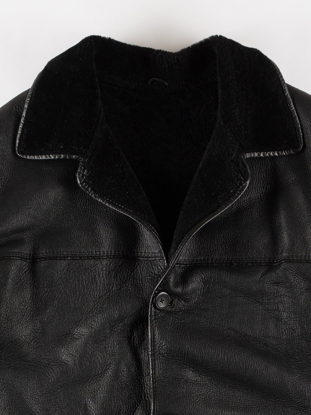 Vintage 80's Men Sheepskin Coat in BlackVN485
