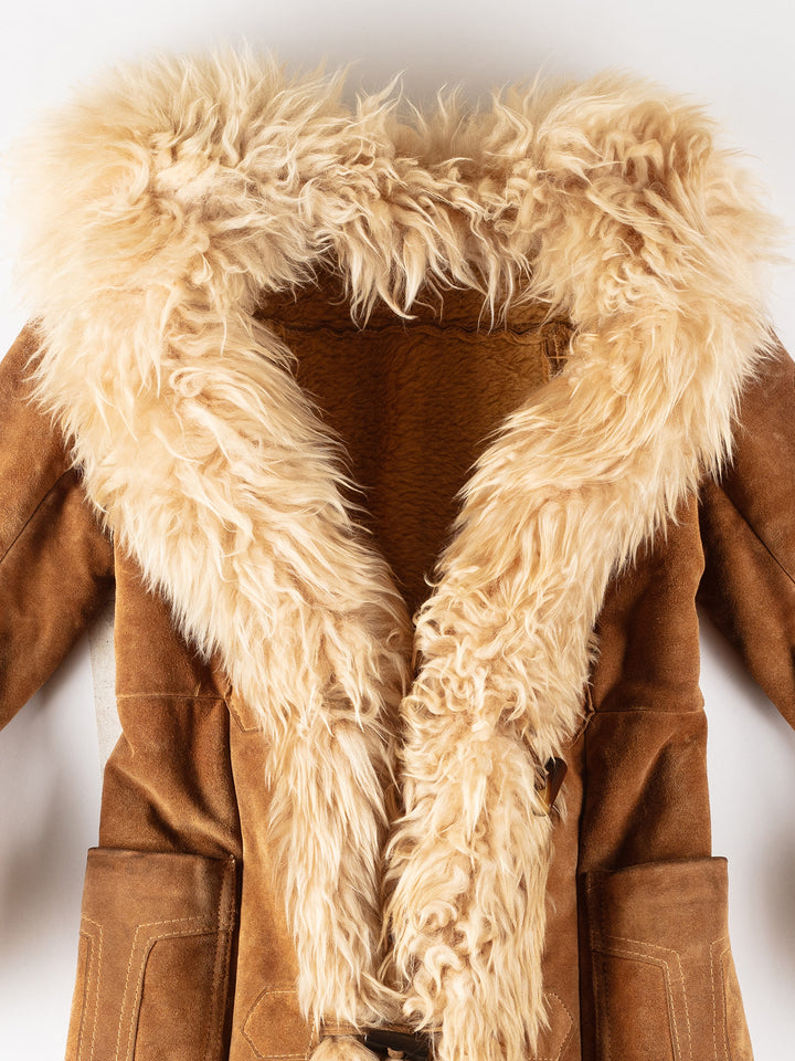 Vintage 70's Women Faux Sheepskin Coat in GrayMN229