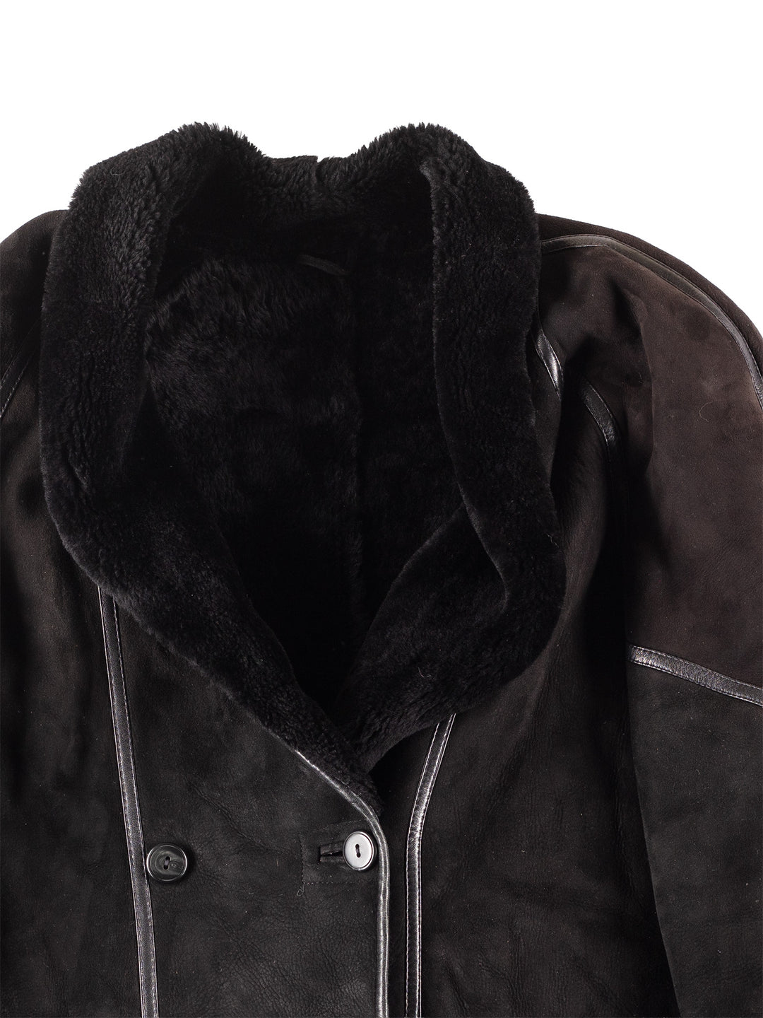 Vintage 90's Women Sheepskin Coat in Black