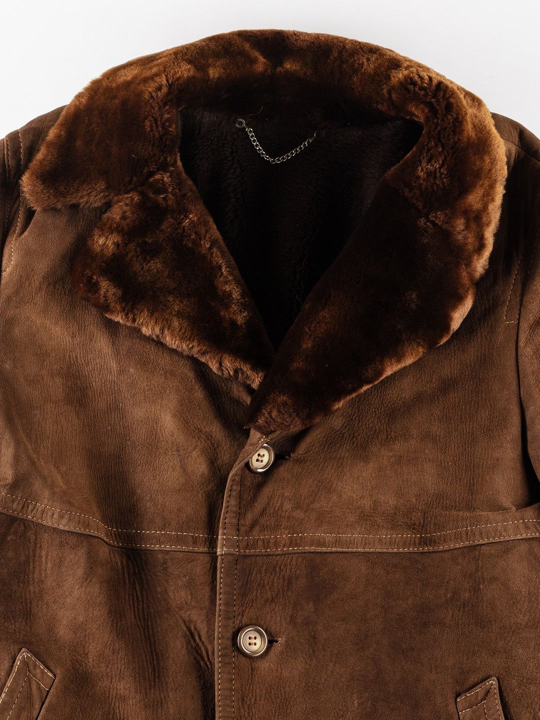 Vintage 90's Men Faux Sheepskin Coat in BrownVN177