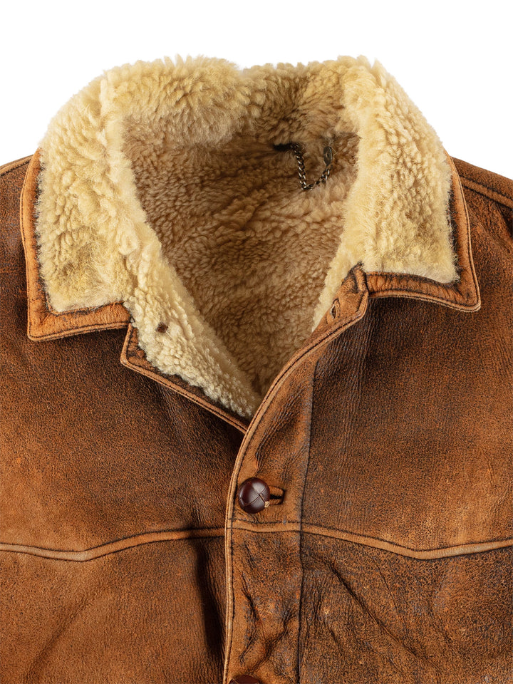 Vintage 80's Men Sheepskin Coat in BrownVN490