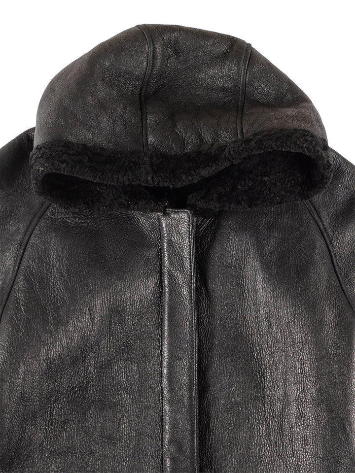 Vintage 90's Women Sheepskin Coat in Black