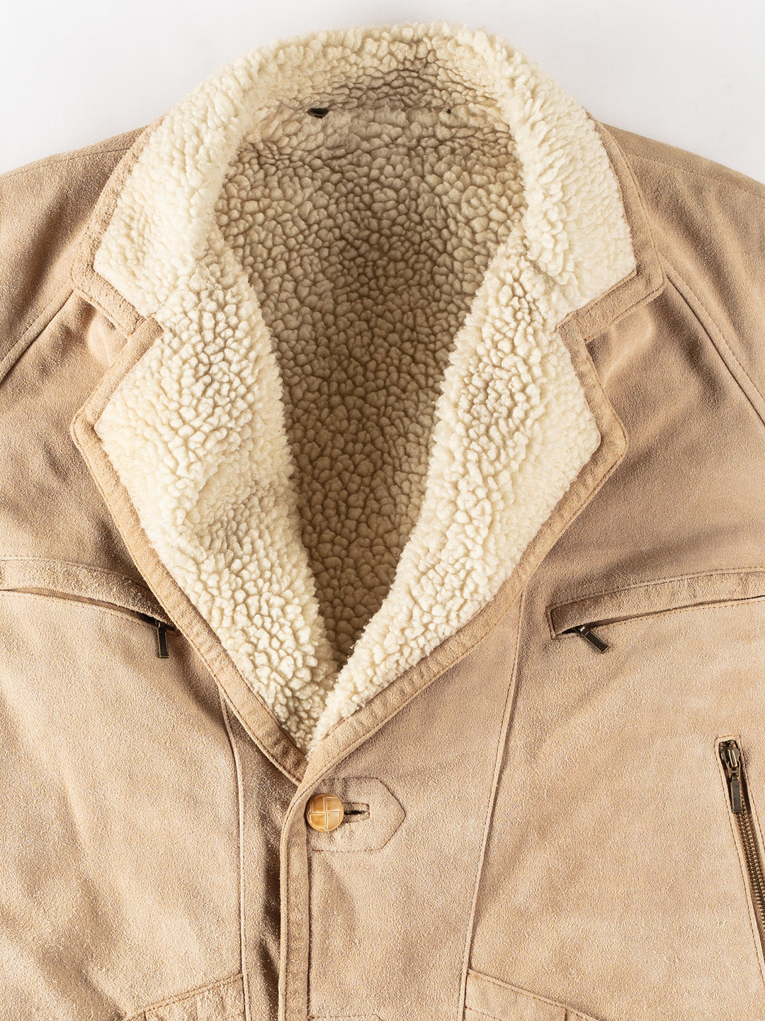 Vintage 90's Men Faux Sheepskin Coat in BeigeVN378