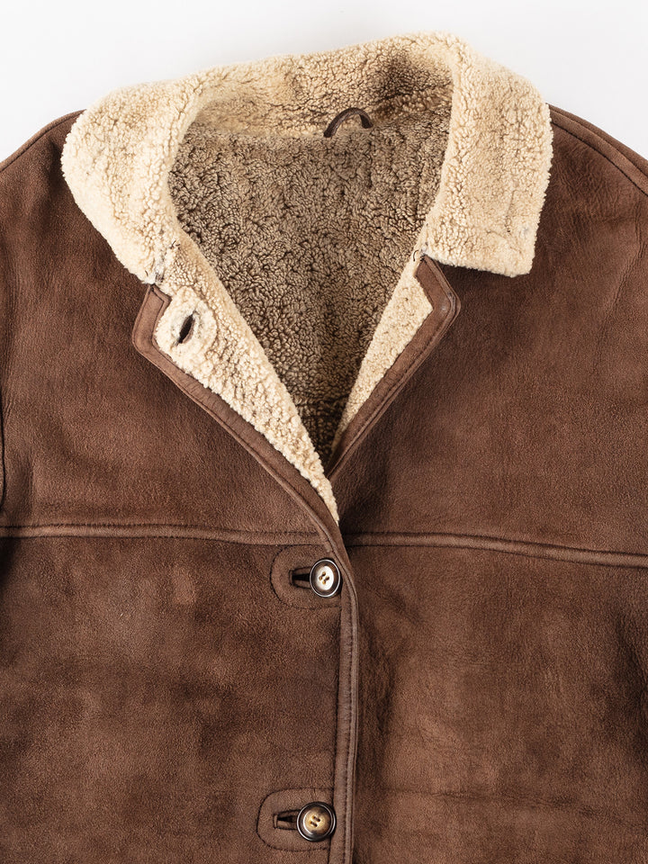 Vintage 90's Women Sheepskin Coat in BrownMN206