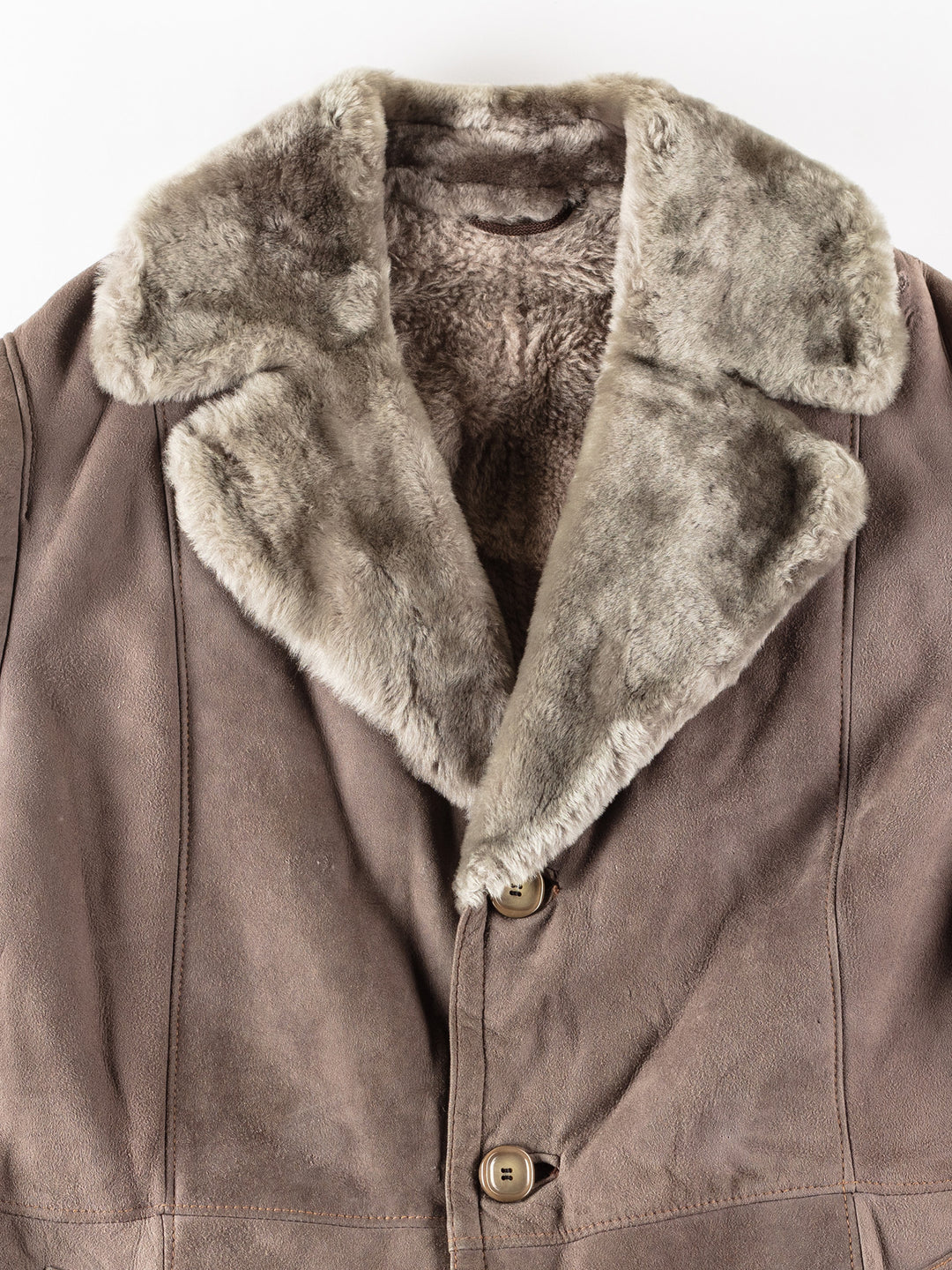Vintage 80's Men Sheepskin Coat in GrayVN255