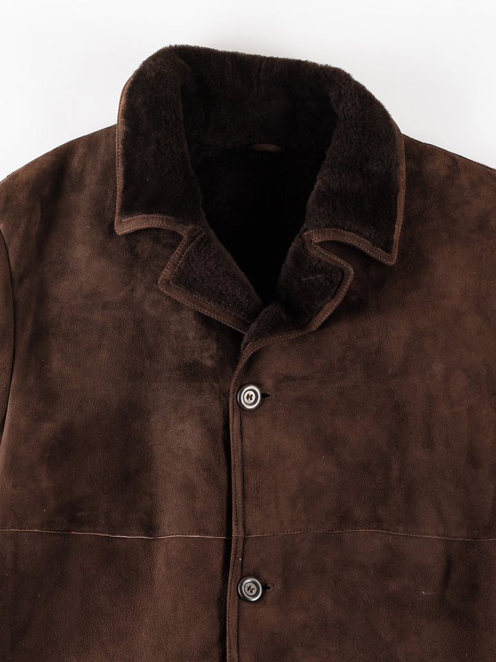 Vintage 80's Men Sheepskin Coat in BrownVN380