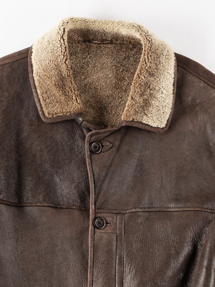 Vintage 90's Men Sheepskin Coat in BrownVN164