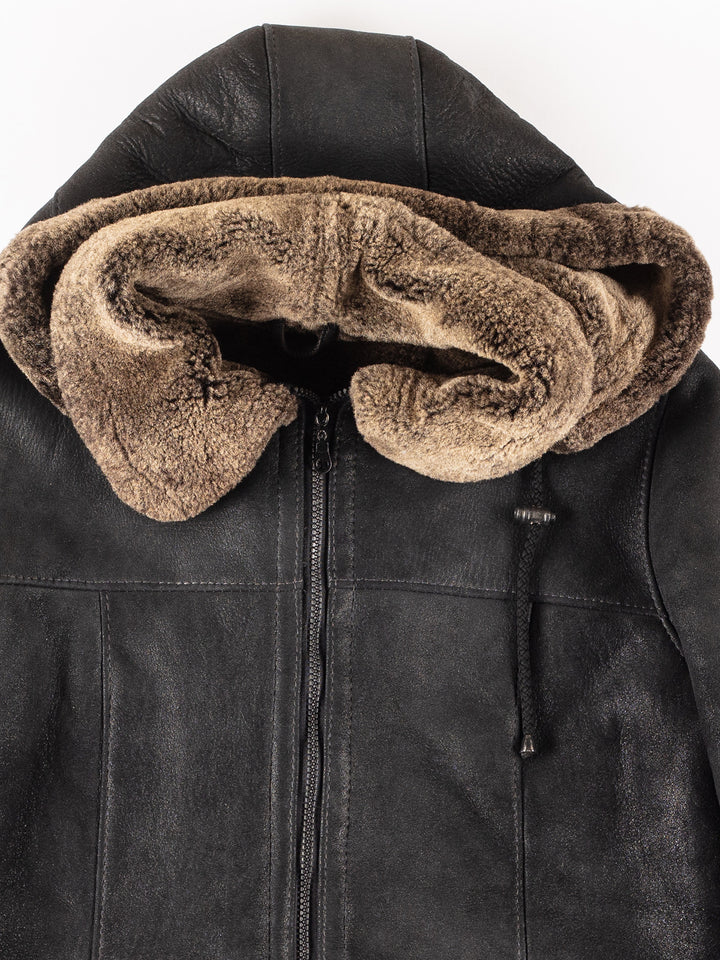 Vintage 00's Women Sheepskin Coat in Black