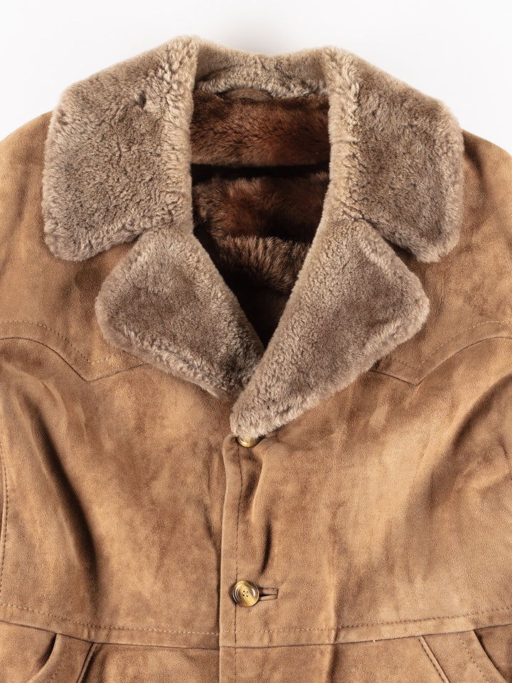 Vintage 70's Men Sheepskin Coat in Brown