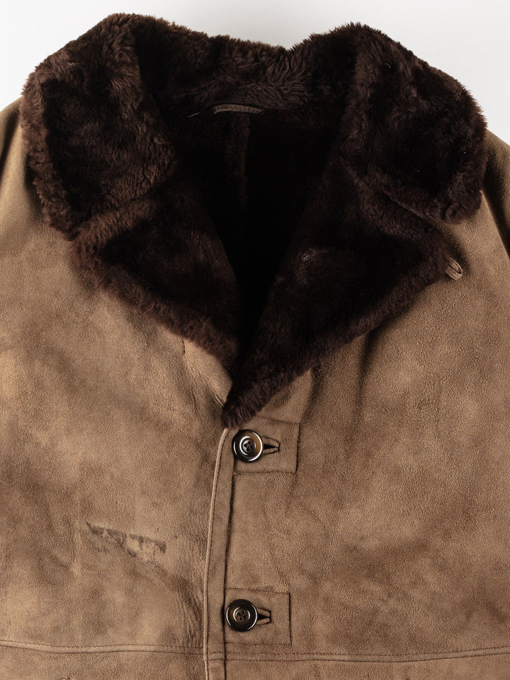 Vintage 80's Men Sheepskin Coat in BeigeVN237