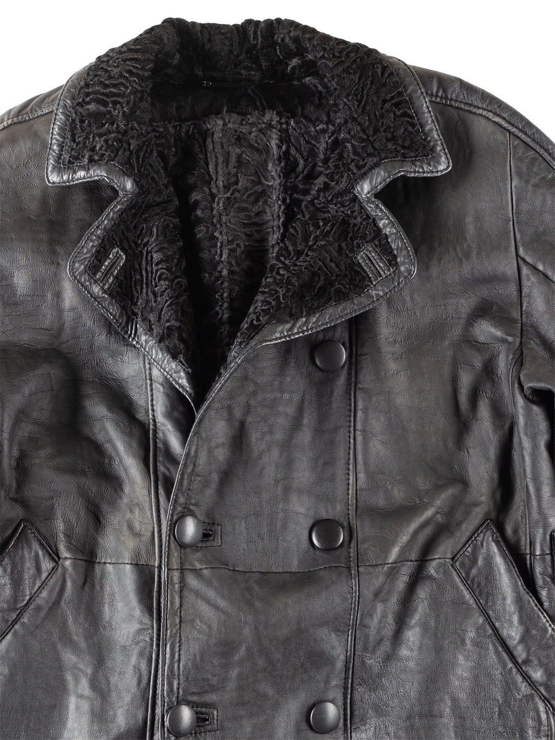 Vintage 90's Women Sheepskin Coat in Black