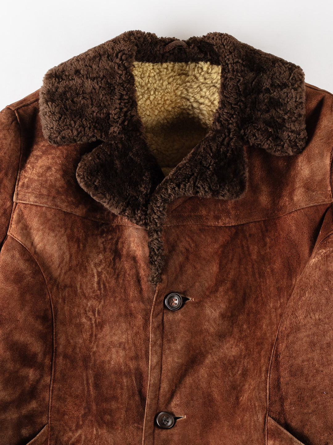 Vintage 80's Men Sheepskin Coat in BrownVN344
