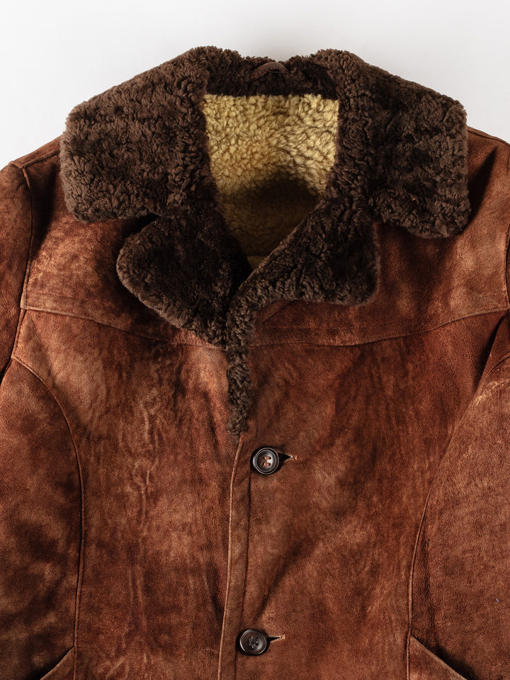 Vintage 80's Men Sheepskin Coat in BrownVN344