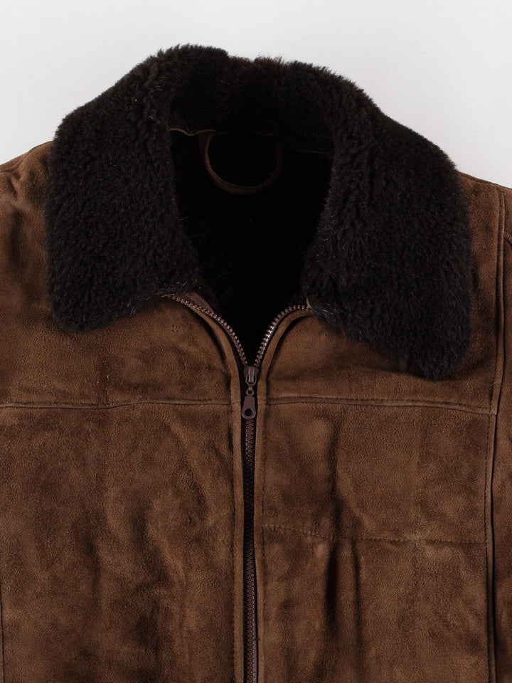 Vintage 80's Men Sheepskin Jacket in BrownVN479