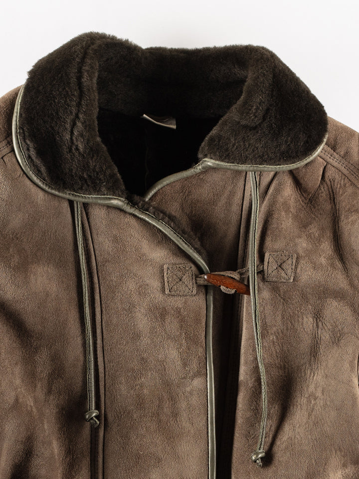Vintage 80's Women Sheepskin Coat in GreenMN251