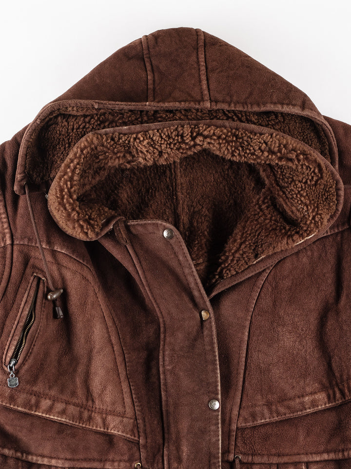 Vintage 80's Women Sheepskin Coat in BrownMN221