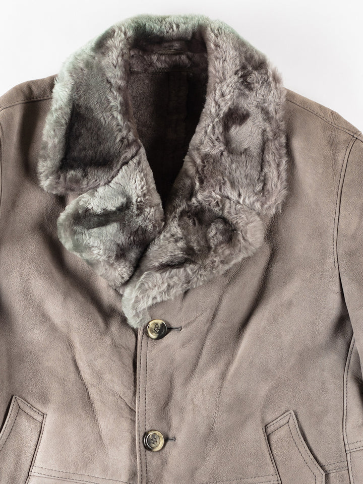 Vintage 70's Men Sheepskin Coat in GrayVN141