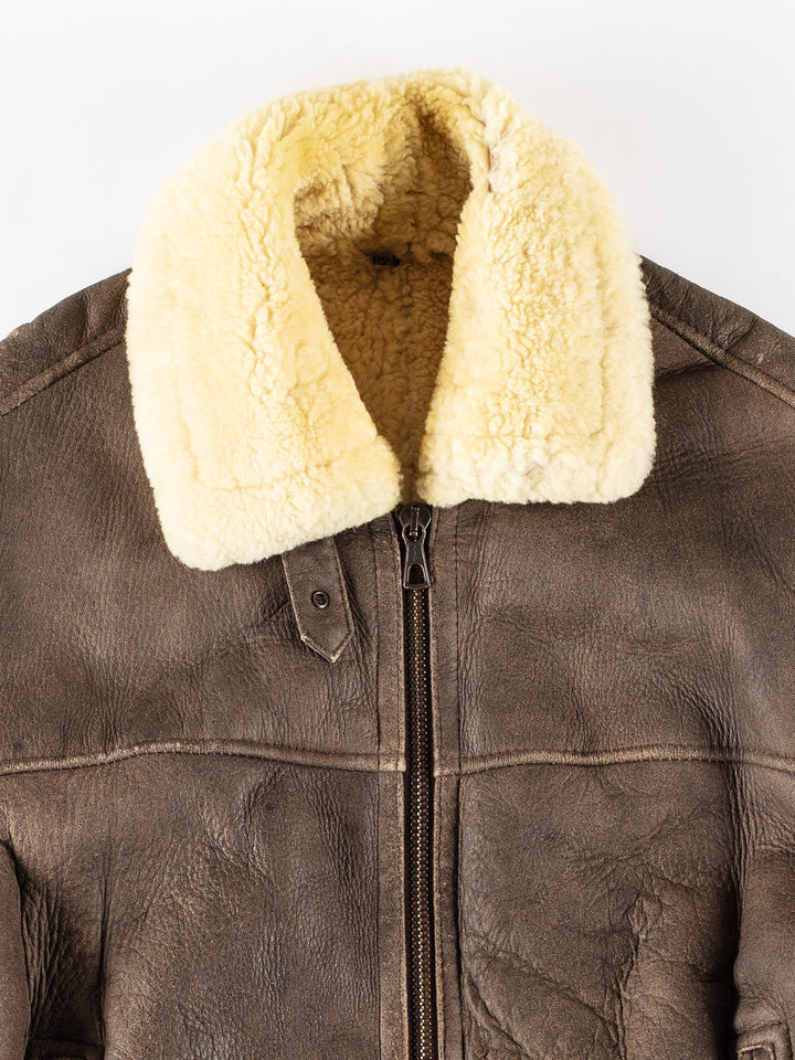Vintage 80's Men Sheepskin Jacket in BrownVN383