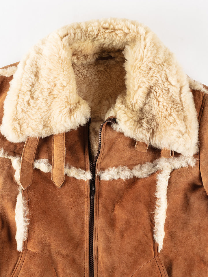 Vintage 70's Men Sheepskin Coat in BrownVN259