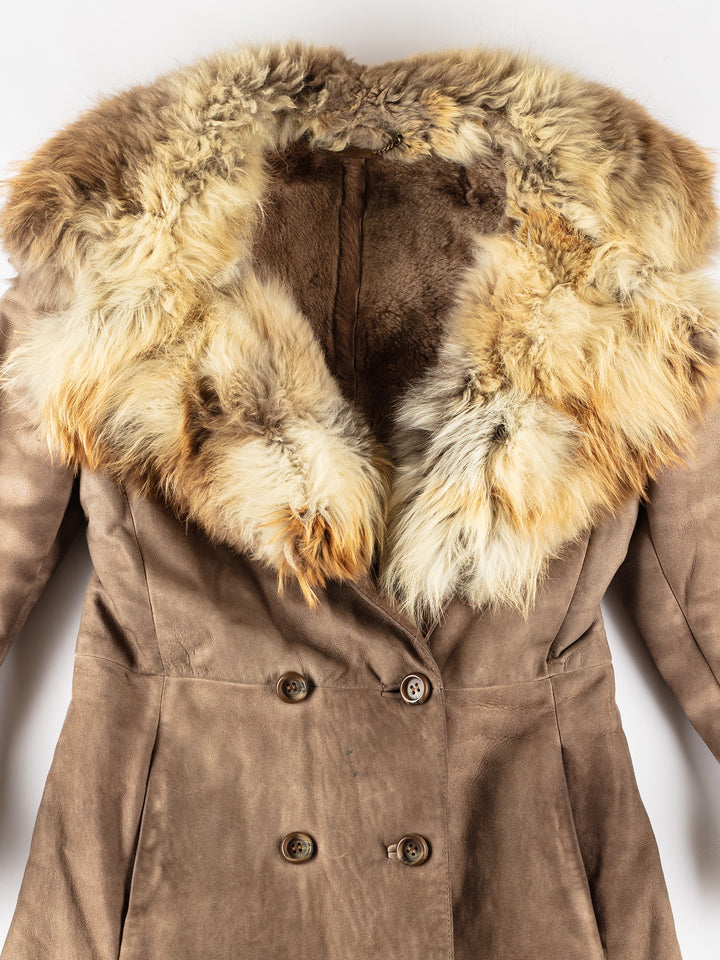 Vintage 70's Women Sheepskin Coat in BrownMN642