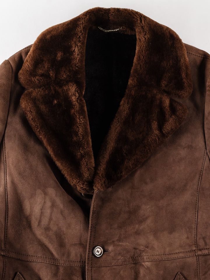 Vintage 70's Men Sheepskin Coat in BrownVN367
