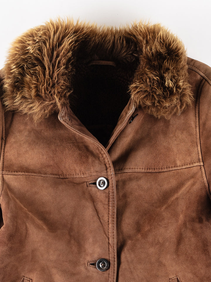 Vintage 80's Women Sheepskin Coat in BrownMN212