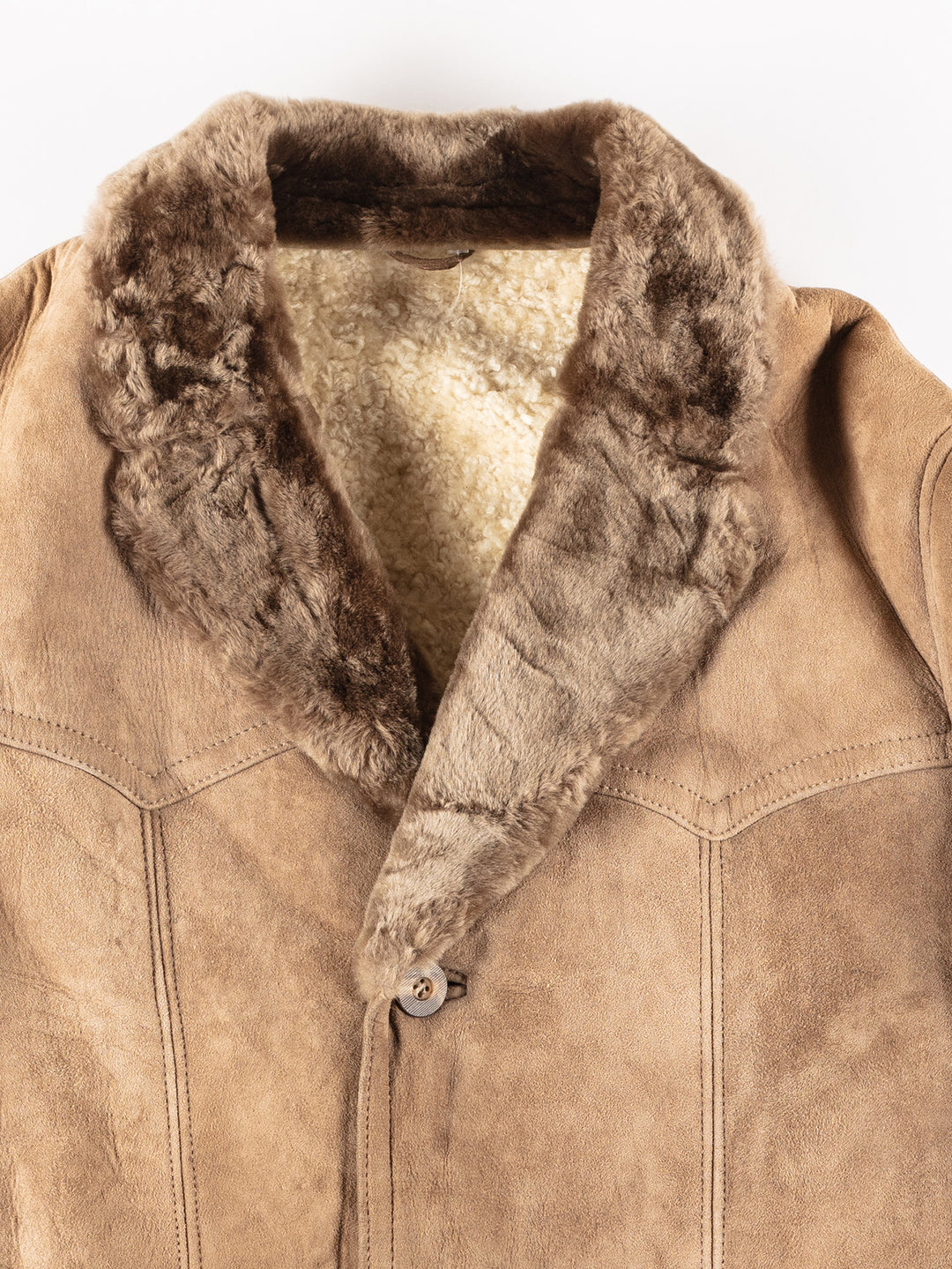 Vintage 70's Men Sheepskin Coat in BeigeVN093