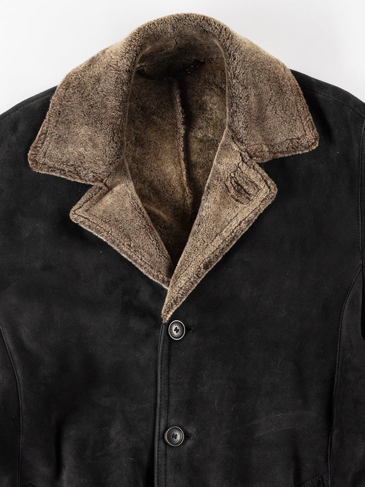 Vintage 80's Men Sheepskin Coat in BlackVN150