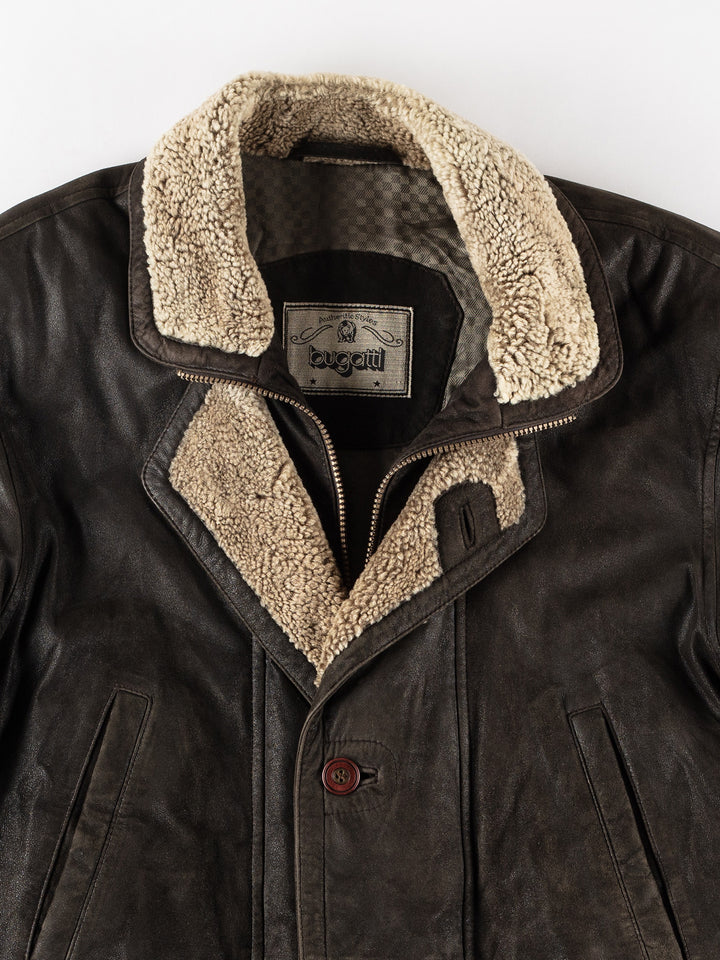 Vintage 90's Men Suede Coat in BlackVN231