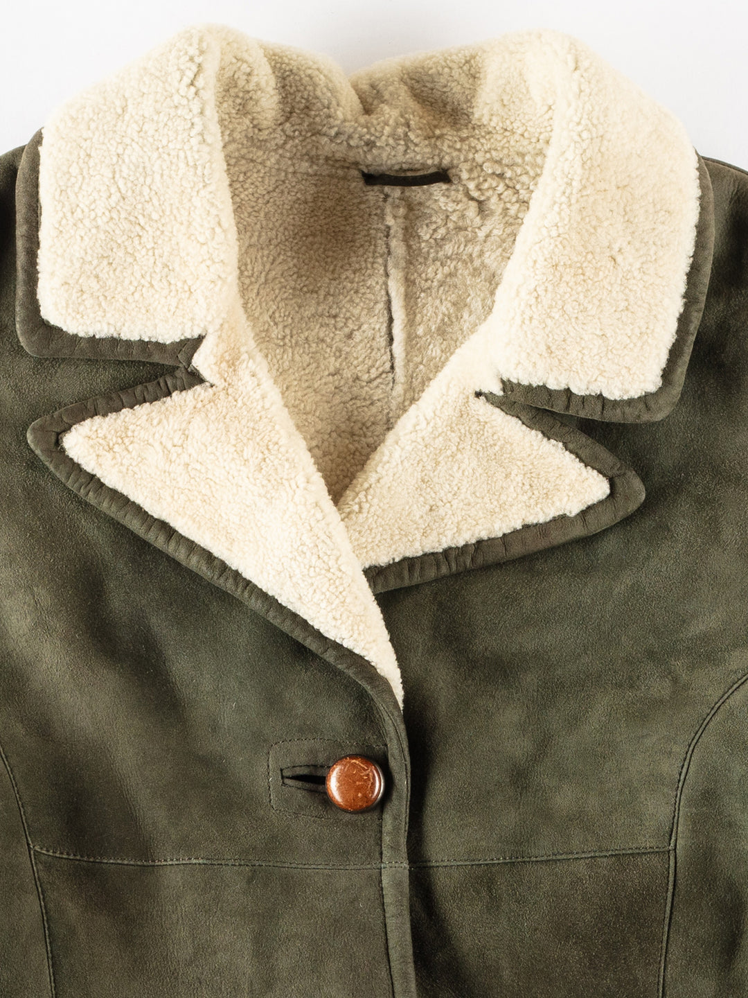 Vintage 70's Women Sheepskin Coat in GreenMN240