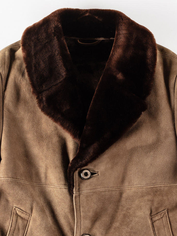 Vintage 80's Men Sheepskin Coat in BeigeVN136