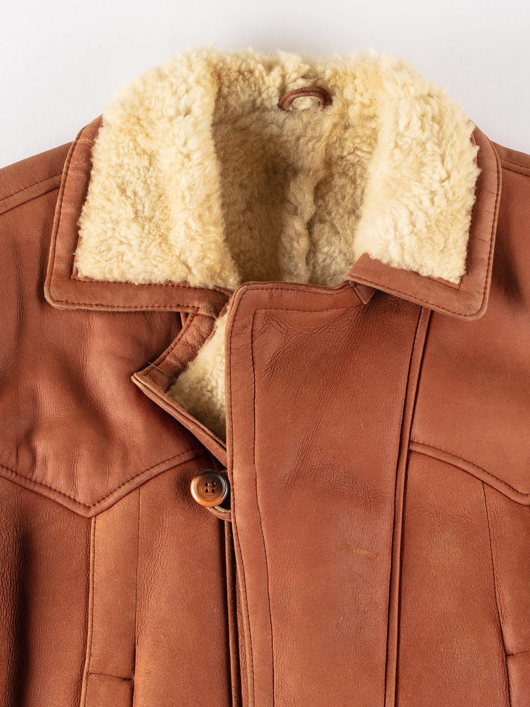 Vintage 80's Men Sheepskin Coat in BrownVN193