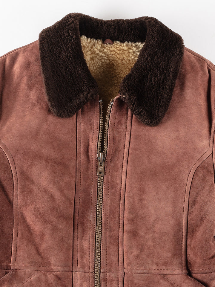 Vintage 90's Men Sheepskin Jacket in RedVN165