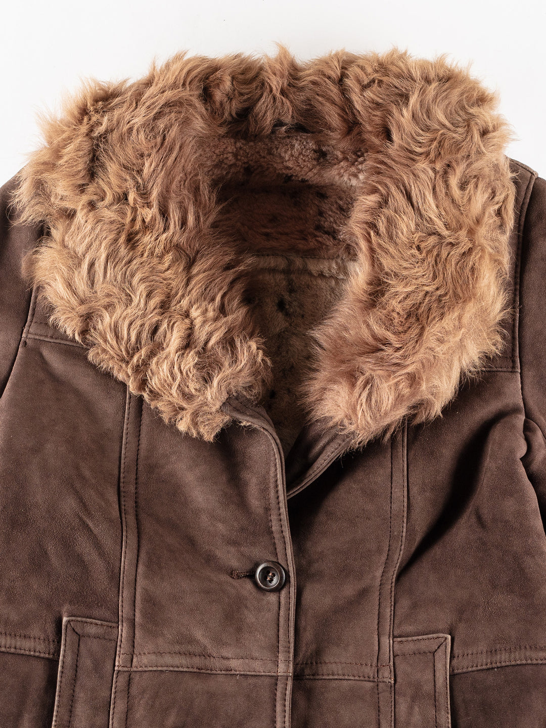 Vintage 80's Women Sheepskin Coat in BrownMN247
