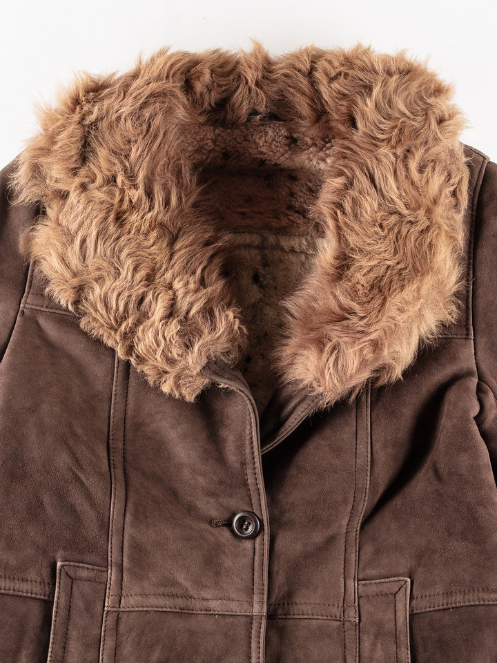 Vintage 80's Women Sheepskin Coat in BrownMN247