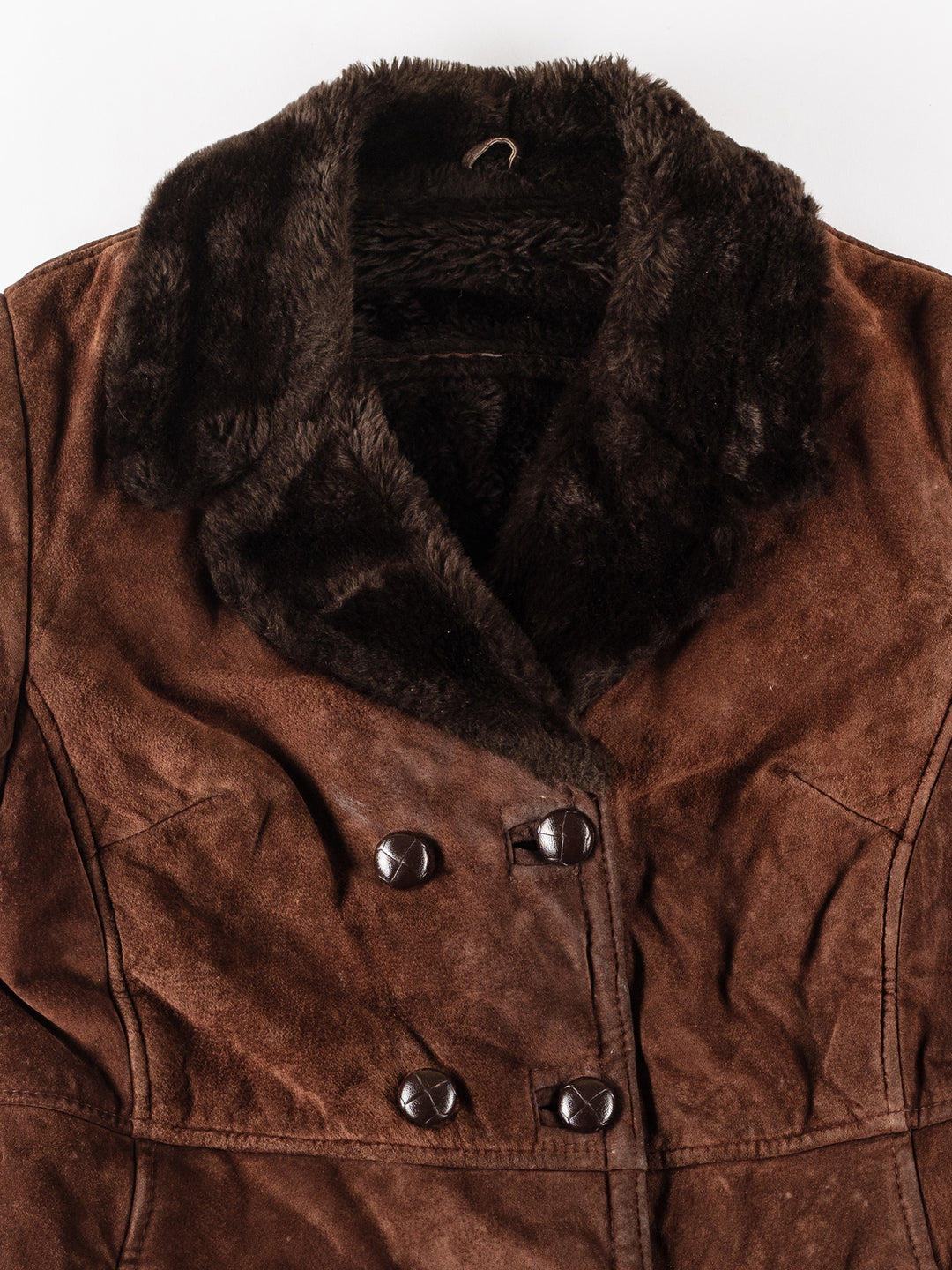 Vintage 90's Women Faux Sheepskin Coat in BrownMN189