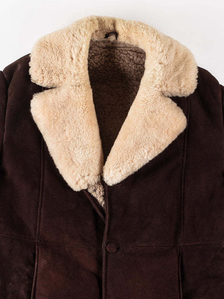 Vintage 70's Men Sheepskin Coat in GrayVN295
