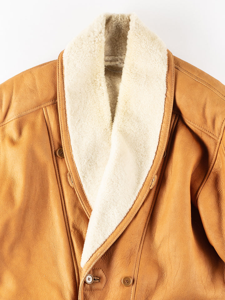 Vintage 80's Men Sheepskin Coat in BrownVN249