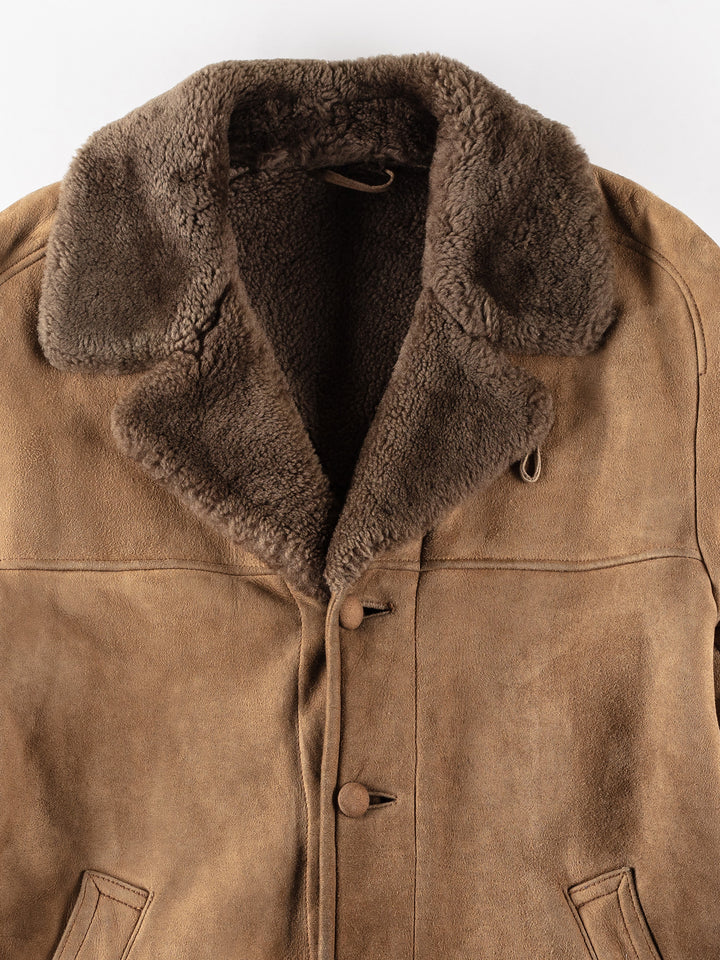 Vintage 80's Men Sheepskin Coat in BeigeVN176