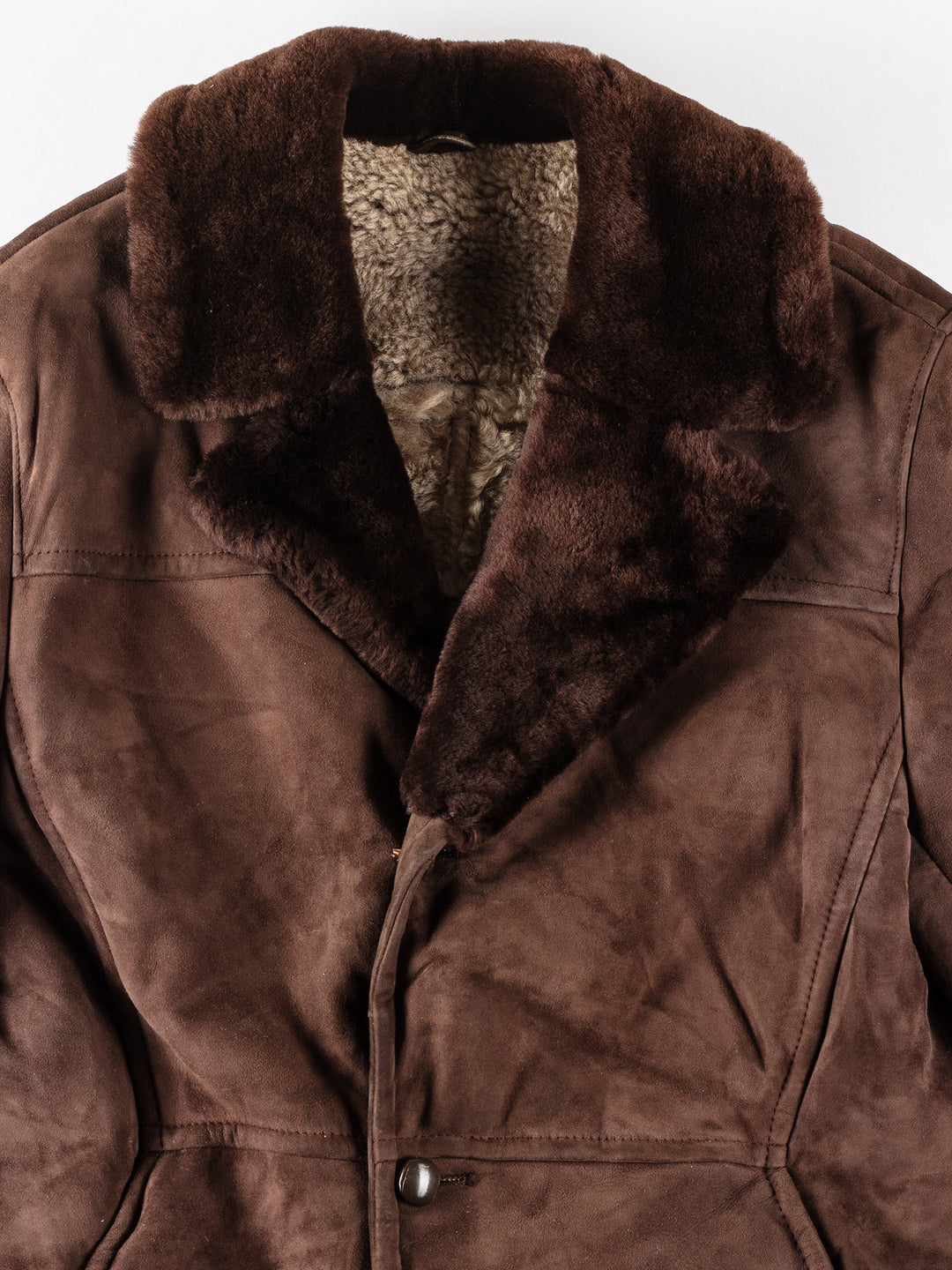 Vintage 80's Men Sheepskin Coat in BrownVN134
