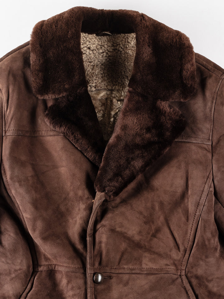 Vintage 80's Men Sheepskin Coat in BrownVN134