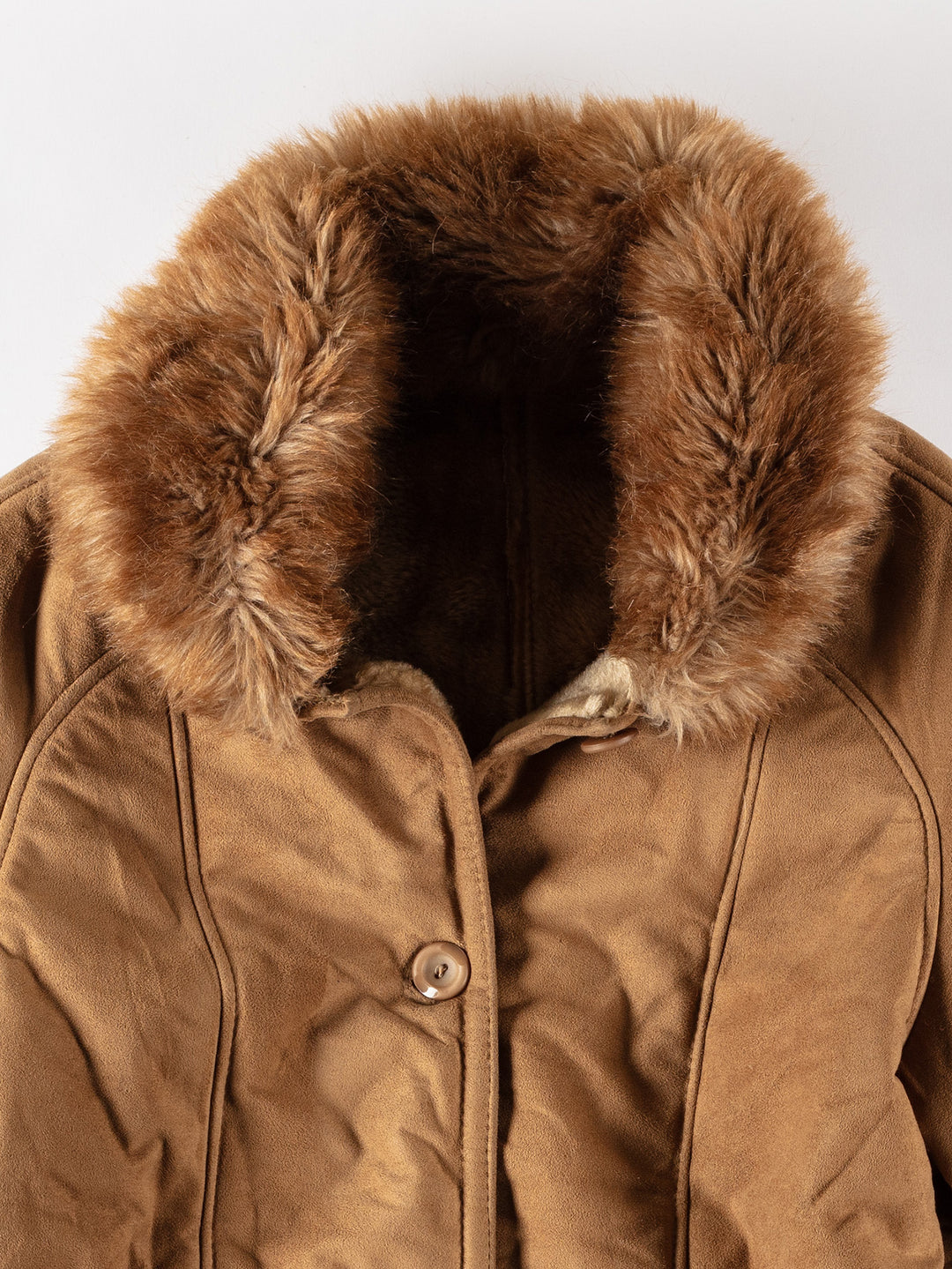 Vintage 70's Women Faux Sheepskin Coat in BeigeMN510