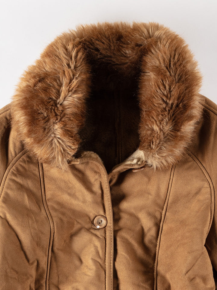 Vintage 70's Women Faux Sheepskin Coat in BeigeMN510