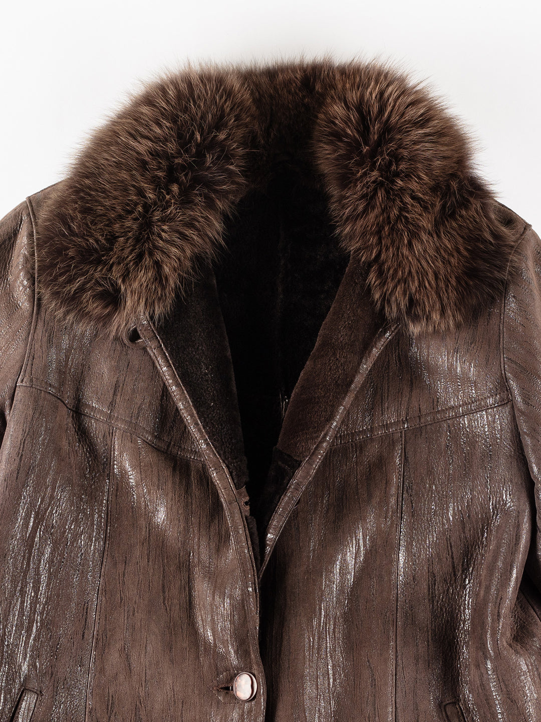 Vintage 80's Women Sheepskin Coat in BrownMN219