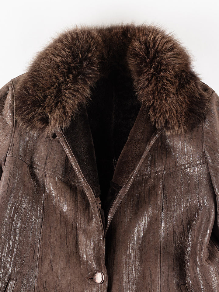 Vintage 80's Women Sheepskin Coat in BrownMN219