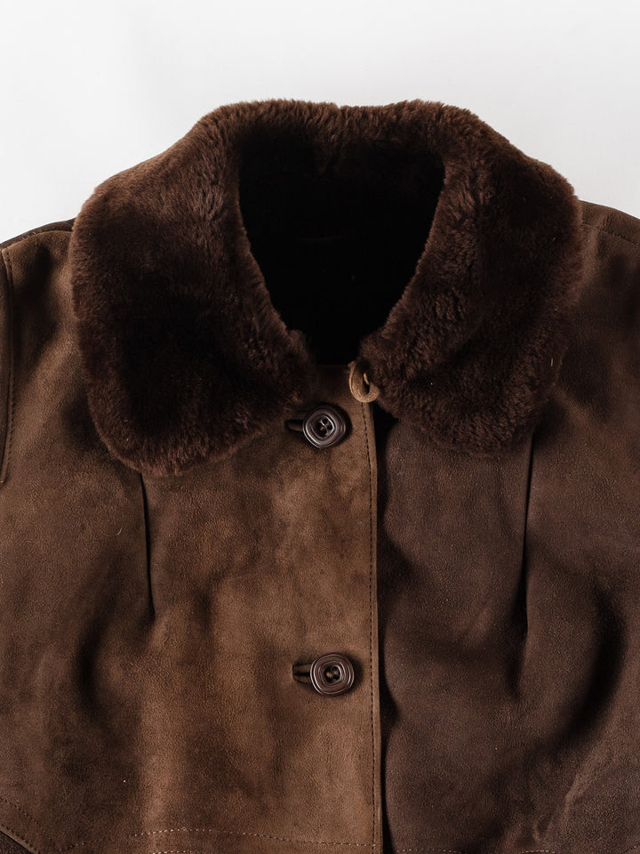 Vintage 80's Men Sheepskin Coat in BrownVN388